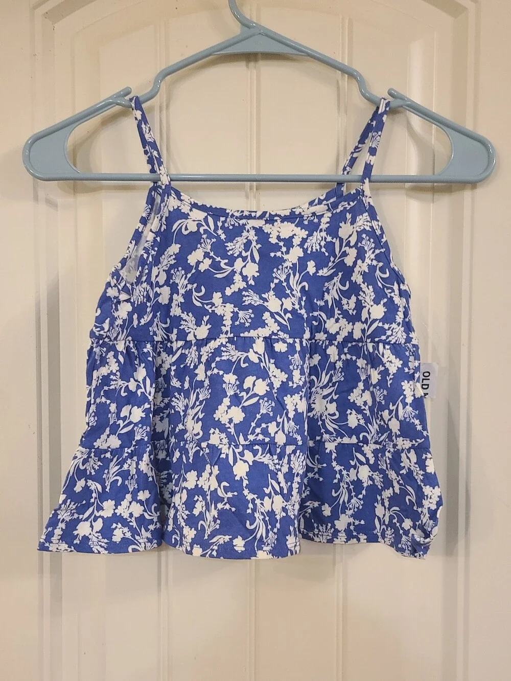 Old Navy Blue and White Floral Girl's Tank Top Size S